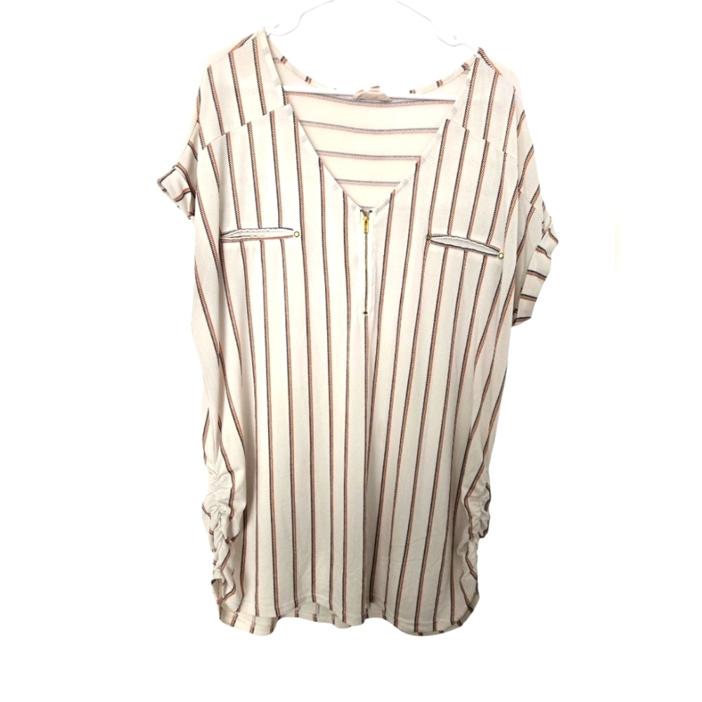 Sweet wanderer maternity striped Blouse with Zipper Detail size 2xl
